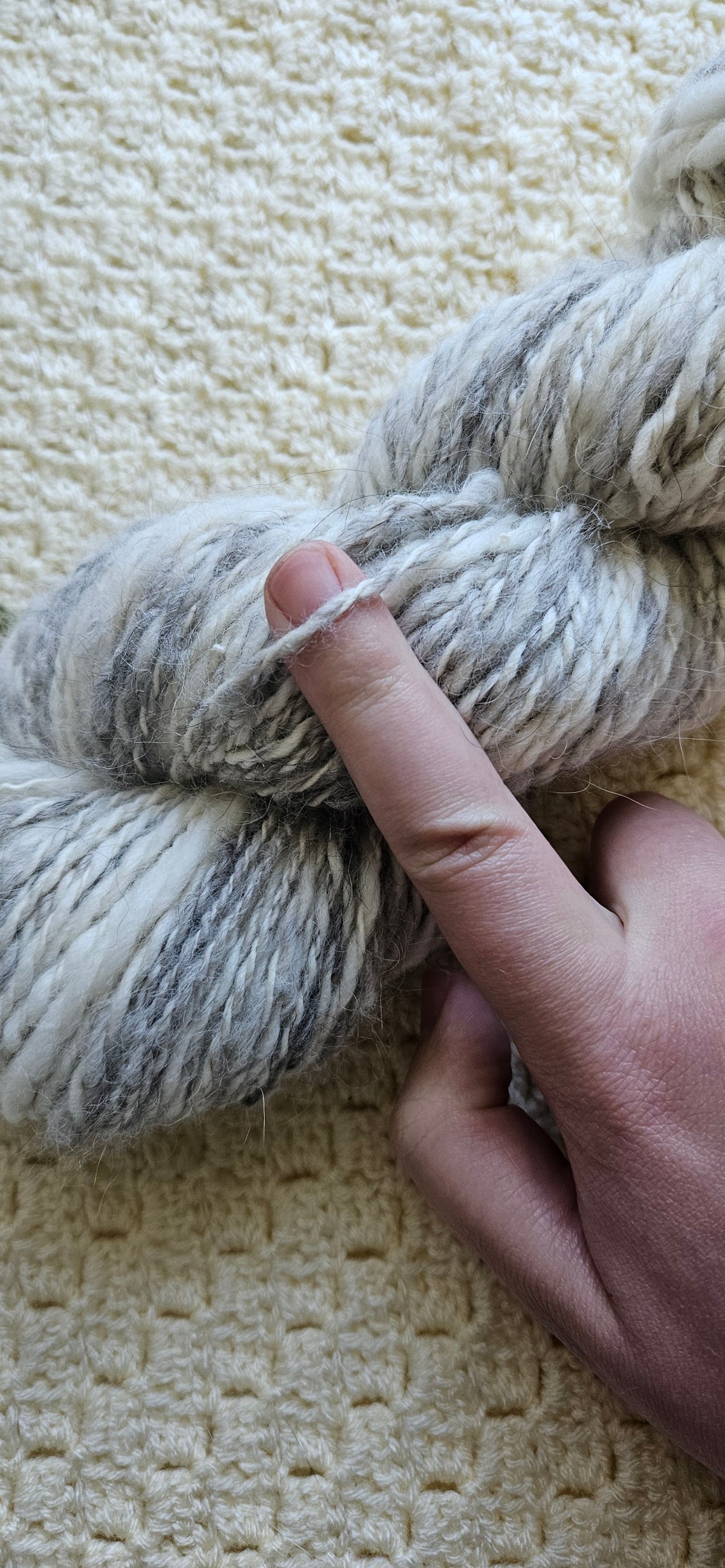 Hand-spun collie and wool yarn