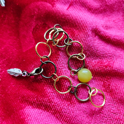 Knitted fish with 10 rings and semi-precious stones