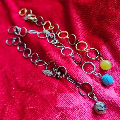 Knitted fish with 10 rings and semi-precious stones