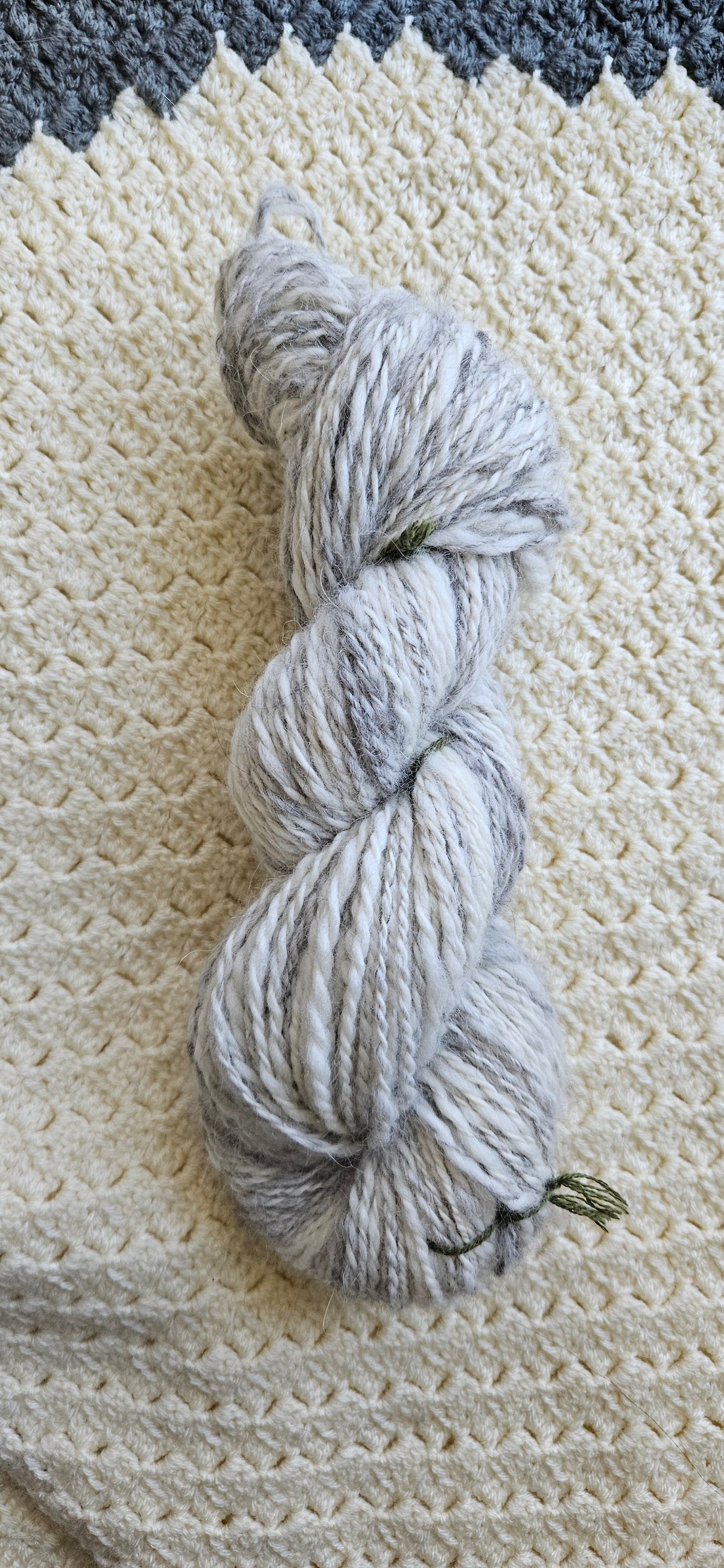 Hand-spun collie and wool yarn